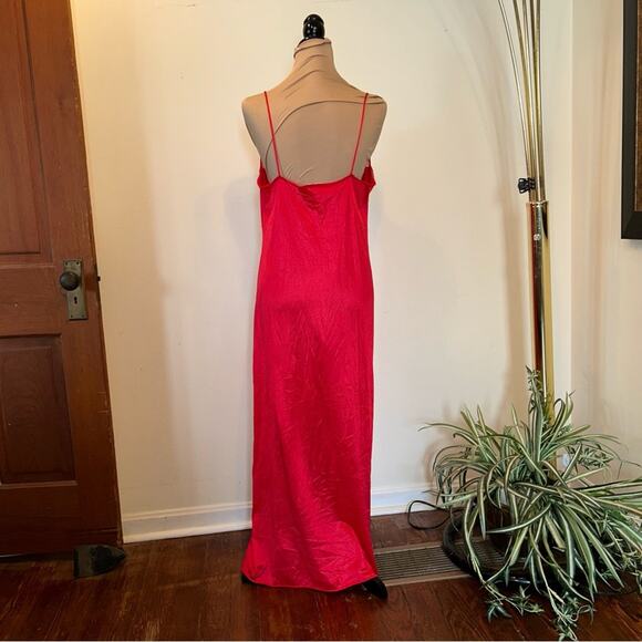 STUNNING Vintage Vassarette Red Sheer Lace Long Gown Medium 1980s - Picture 2 of 7